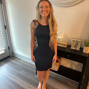 Black and multi color accent dress